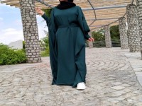 مانتو عبا دخترانه؛ شالدار بحرینی 3 رنگ سبز مشکی آبی
