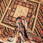 فرش دستباف هریس (قالی) طرح رزگل افشان ابعاد 2 رنگ قرمز قهوه ای