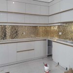 کاشی آینه ای آشپزخانه (تایل) طلایی نقره ای تیفانی پولیشی نصب چسب tile