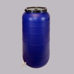 بشکه 100 لیتری شیردار؛ پلاستیکی فلزی 2 رنگ آبی سفید barrel