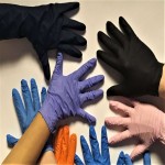 دستکش یکبار مصرف لاتکس؛ سفید شیری آبی 3 سایز بزرگ متوسط کوچک