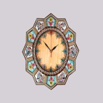 ساعت دیواری صنایع دستی اصفهان؛ مینا کاری چوبی 2 طرح قلم زنی سنتی