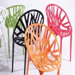 صندلی پلاستیکی شاخ و برگی؛ مناسب تالار رنگ (طوسی مشکی سفید)