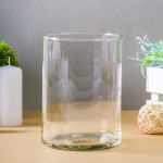 گلدان شیشه ای استوانه ای بزرگ؛ رنگی شفاف بدون حباب زدگی ارتفاع (27 30) سانتی متر
