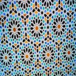 کاشی سرامیک سنتی اصفهان؛ برجسته طرح بته جقه 3 رنگ آبی فیروزه ای زرشکی