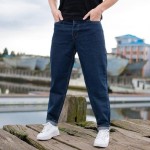 شلوار جین مردانه مام استایل؛ آبی روشن سورمه ای ساده زاپ دار (90 95) سانتیمتر