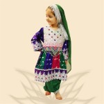 لباس افغانی بچه گانه؛ کتان کنفی دست دوز 3 رنگ صورتی آبی White