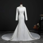 لباس عروس مگان مارکل؛ ابریشم آستین 3 ربع یقه قایقی Markle