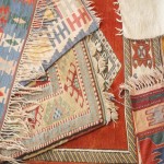 گلیم فرش اتاق پذیرایی (قالیچه) پشمی کنفی 3 مدل شاهسون خمسه ترکمنی