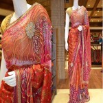لباس هندی ساده؛ پیراهن نیم تنه شال نخی حریر کریشه Saree