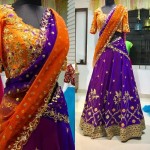 لباس هندی عروس؛ حریر ساتن پوشیده کار دست Luxury
