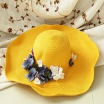 کلاه حصیری دخترانه بزرگ؛ زرد قرمز آبی (بهاره تابستانه) ساحلی جنگلی