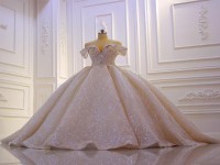 لباس عروس اصفهان؛ سنگ دوزی ارگانزا گیپور 3 مدل ماهی پفی عروسکی