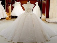 لباس عروس سایز بزرگ؛ ابریشمی حریر پف دار پرنسسی 3 رنگ