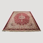 فرش دستباف شاه عباسی؛ ابریشم 2 طرح ترنج لچک Carpet
