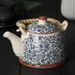 قوری چینی دسته حصیری؛ دستگیره بلند سهولت استفاده پذیرایی teapot