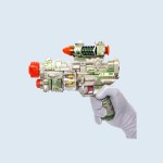 تفنگ اسباب بازی صدادار؛ سبز زرد نارنجی (بی خطر) باتری خور Gun