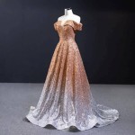 لباس مجلسی لمه پولکی؛ دکته حلقه ای مشکی طلائی عروسی XL