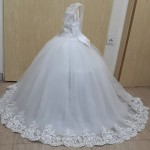 لباس عروس بچه گانه بلند؛ ساتن نرم آستین دار دارای وزن مناسب dress