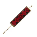 دستبند سوزن دوزی؛ هندسی قرمز طرح سنتی مدرن ابعاد 20*5 سانتی متر