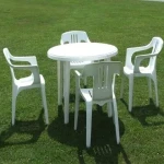 میز و صندلی پلاستیکی استخر؛ سفید مشکی مقاومت بالا (4 6) نفره