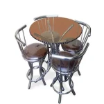 ویژگی ها و مزایای میز و صندلی فلزی ناهارخوری تولید شده با پایه فلز و صفحه وکیوم ضد خش هایگلاس