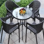 میز و صندلی پلاستیکی مخصوص حیاط؛ تاشو حصیری 2 جنس پلی اتیلن نایلون Iran
