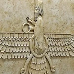 تابلو سنگ فروهر؛ مرمریت خوی آیین زرتشت (40*80) سانتی متر