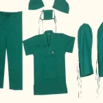 لباس بیمارستانی سبز؛ بدون یقه قابلیت استریل (حداقل 6 بار)
