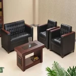 مبلمان مدیریتی اداری؛ میز صندلی 2 جنس چوب چرم (طبیعی مصنوعی)