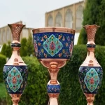 ظروف مینا کاری روی مس؛ تزئینی دکوری سفید ساخت Esfahan