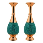 گلدان فیروزه کوبی (صنایع دستی) درخشندگی بالا 2 مدل ساده طرحدار
