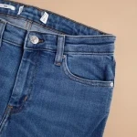 شلوار جین زنانه سایز بزرگ؛ نخ پنبه راسته دمپا یخی سرمه ای