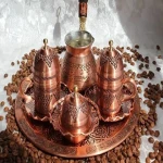 ظروف مسی تزیینی اصفهان؛ خاتم کاری فیروزه کوبی مناسب دکوری طبخ غذا