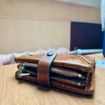 کیف چرم جیبی مردانه؛ دست دوز (مشکی قهوه ای خاکستری) طبیعی ساده