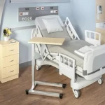 تخت بیمارستانی هوشمند؛ طوسی سفید 3 مدل تاشو مکانیکی چرخ دار