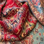 فرش ایرانی قدیمی (قالی) دستباف ماشینی 2 رنگ قرمز فیروزه ای (6 3) متری