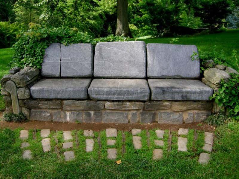نیمکت پارکی سنگی (بتنی) سنگ طبیعی مصنوعی سنگین Bench