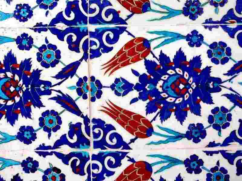 کاشی سنتی اصفهان؛ معرق معقلی مقرنس (آبی سفید سبز) اسلیمی Isfahan