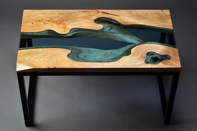 میز عسلی رزین چوبی
