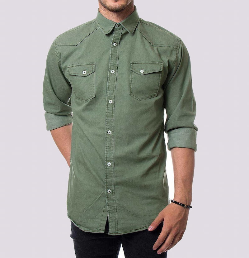 پیراهن کتان مردانه سبز
