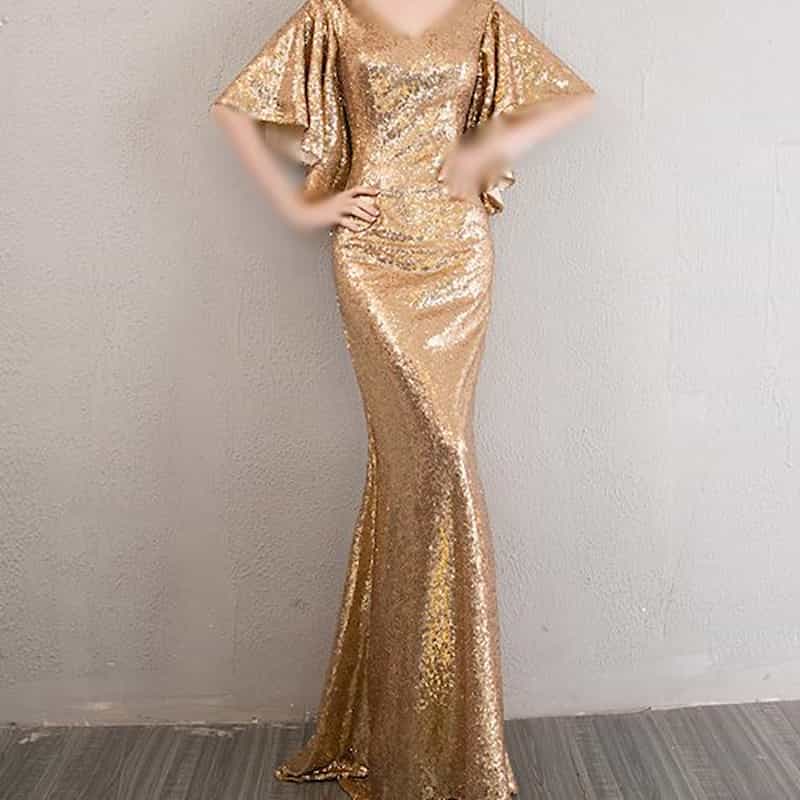 لباس مجلسی طلایی بلند