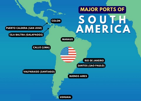 अतिरिक्त जानकारी के साथ दक्षिण पूर्व एशिया में प्रमुख बंदरगाहों, जिबूती सीमा शुल्क और दक्षिण अमेरिकी बंदरगाहों का परिचय